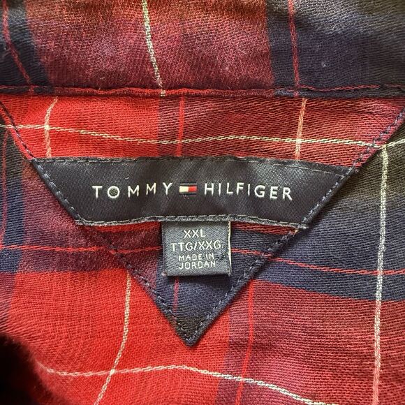 Tommy Hilfiger Red/Blue Plaid Button Down Shirt Roll Tab Sleeves Women’s Sz XXL - Picture 4 of 6